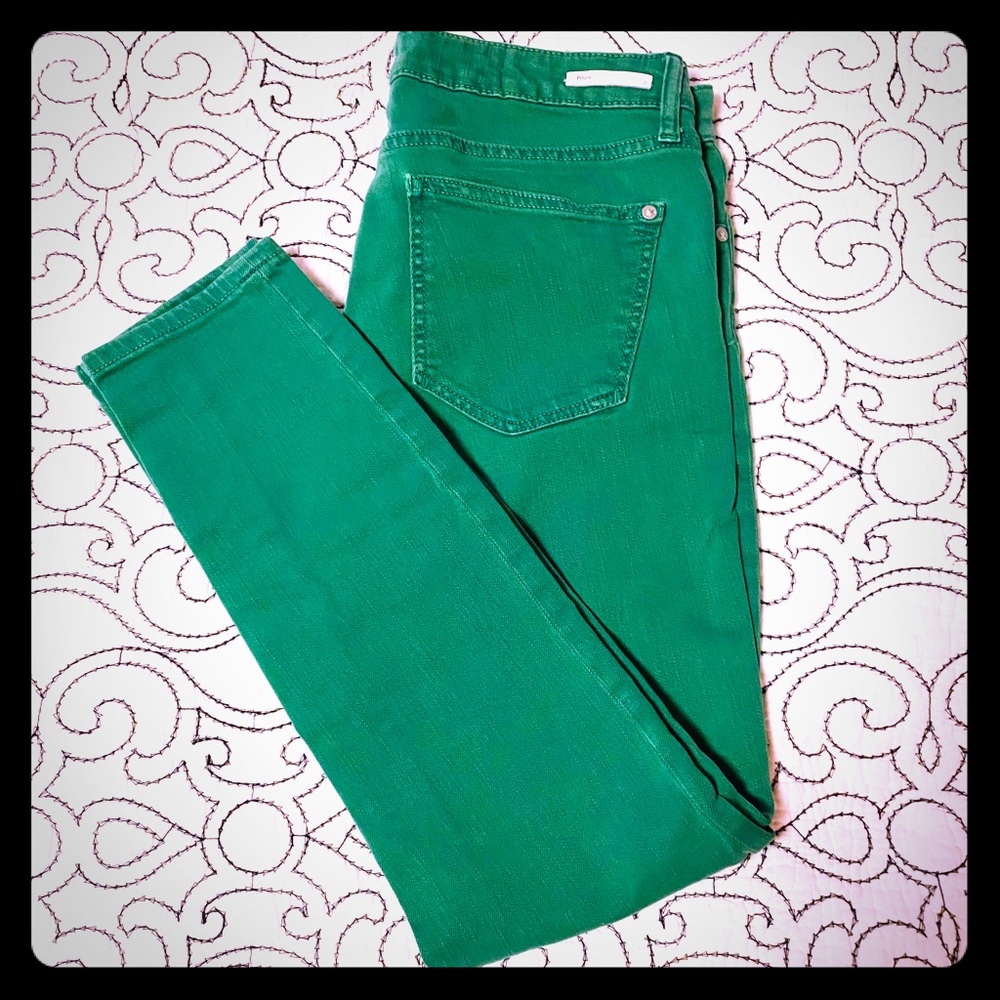 Anthro Pilcro green cropped skinny jeans Sz. 30